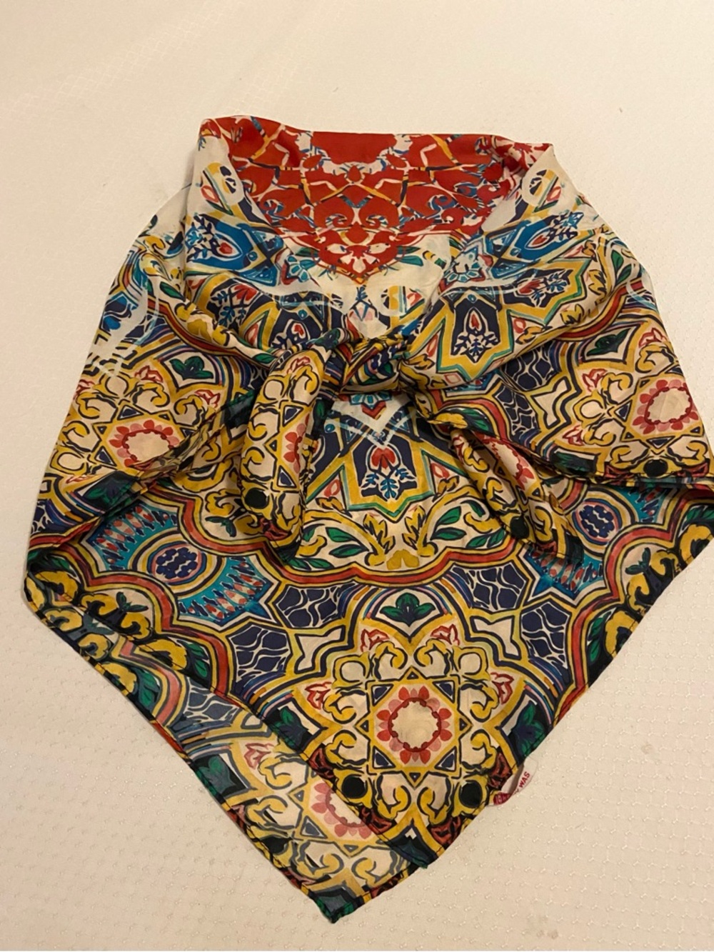 Johnny Was Vibrant Multi-Color Printed Silk Scarf